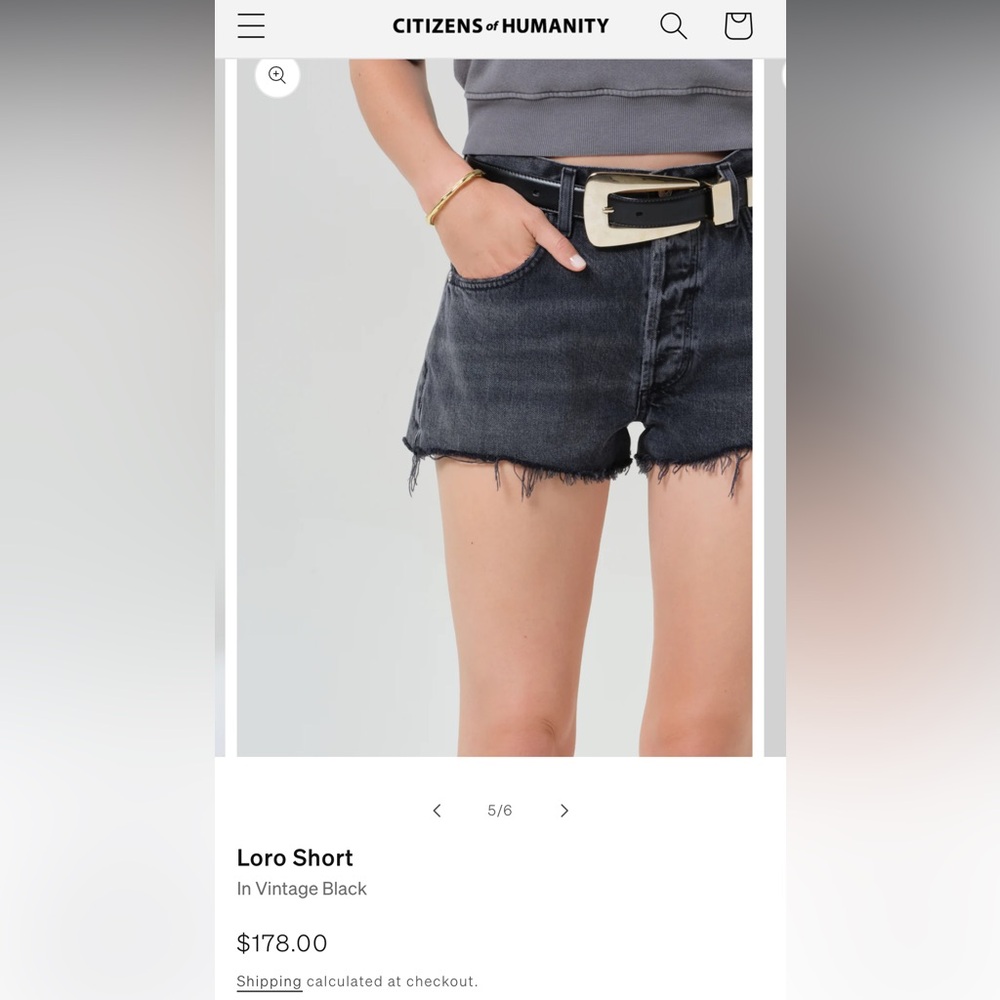 Citizens Of Humanity Washed Black Frayed Denim Shorts